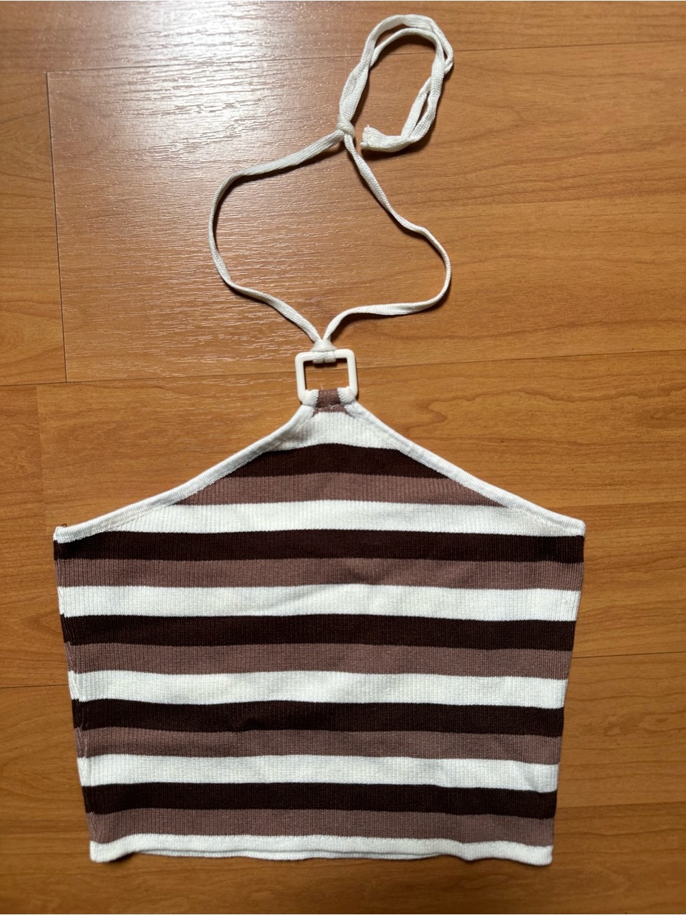 H&M Striped Knit Halter One-Piece in Brown & White NEW SIZE: M